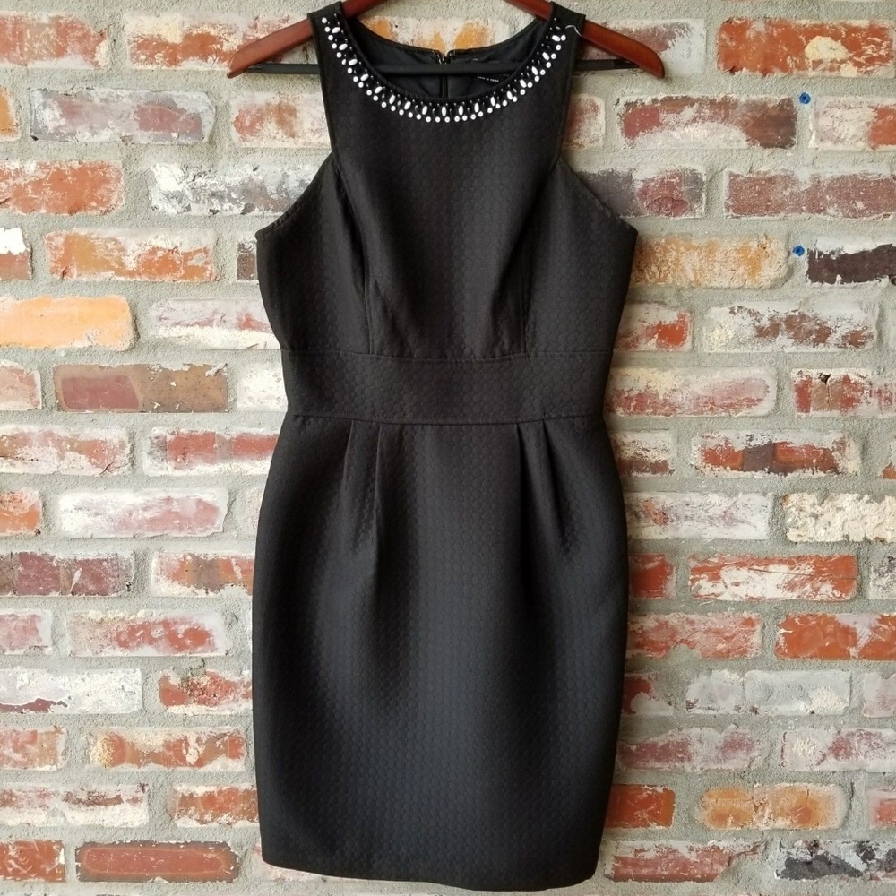 sleeveless textured BLACK lined beaded neckline